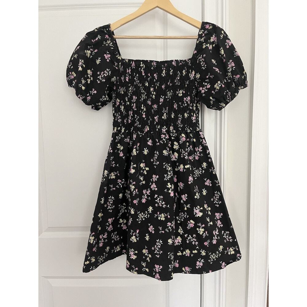 City Chic smock dress floral print plus size XS / 14 black NWOT